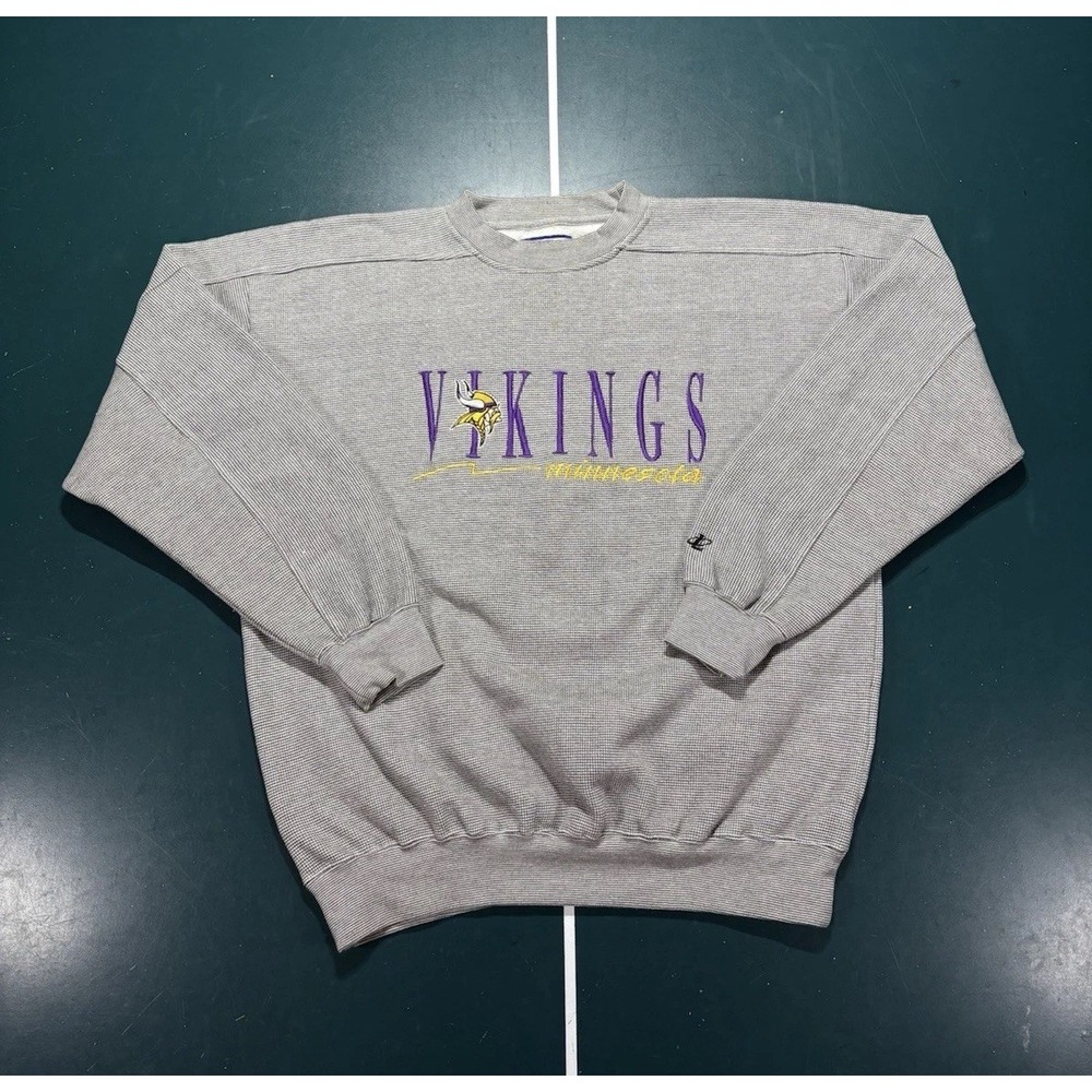 Vintage Minnesota Vikings Sweatshirt Men's Large Gray Logo Athletic Crewneck 90s